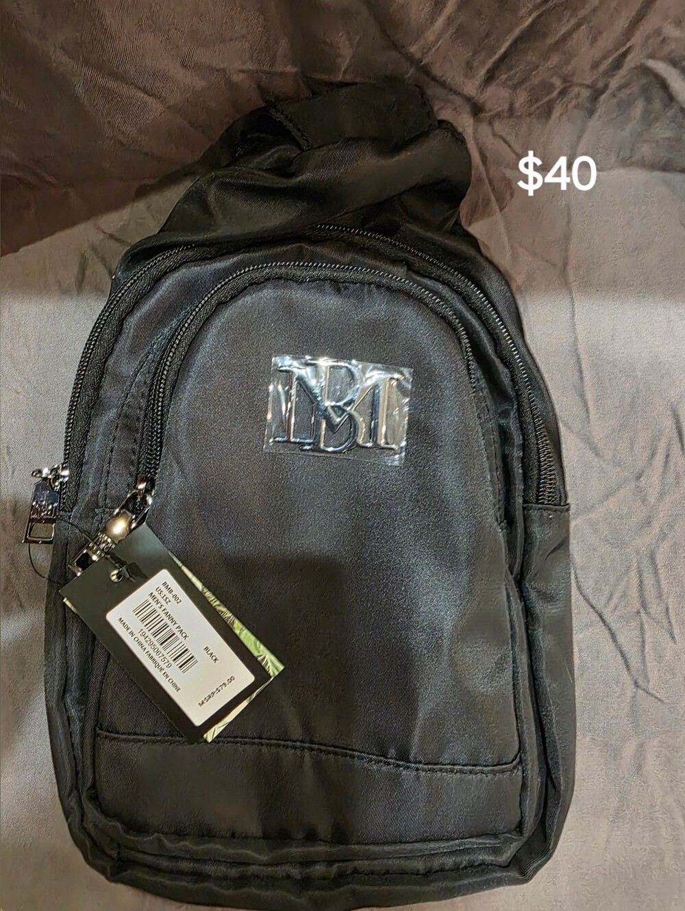 Badgley Mischka Black Nylon Messenger Sling Bag